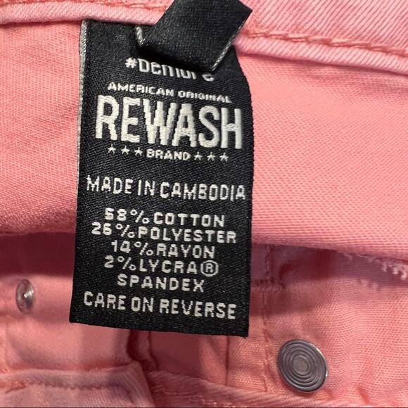 Rewash Pretty in Pink Button Fly Jean Shorts Size 3 / 26 Raw Hem - Picture 8 of 8